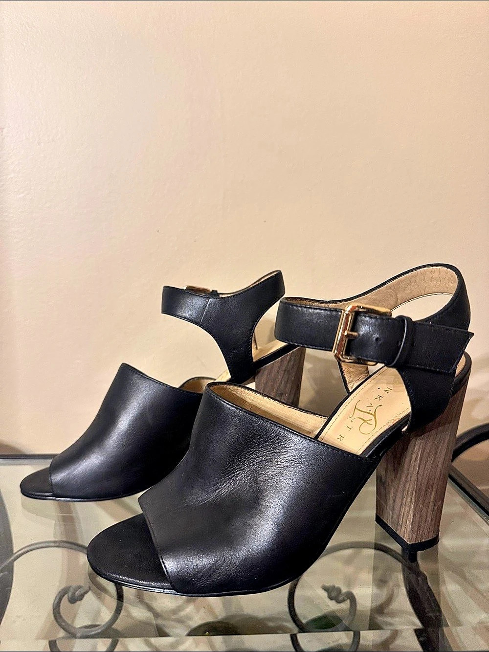 Ivanka Trump Black & Brown Peep Toe Heels
